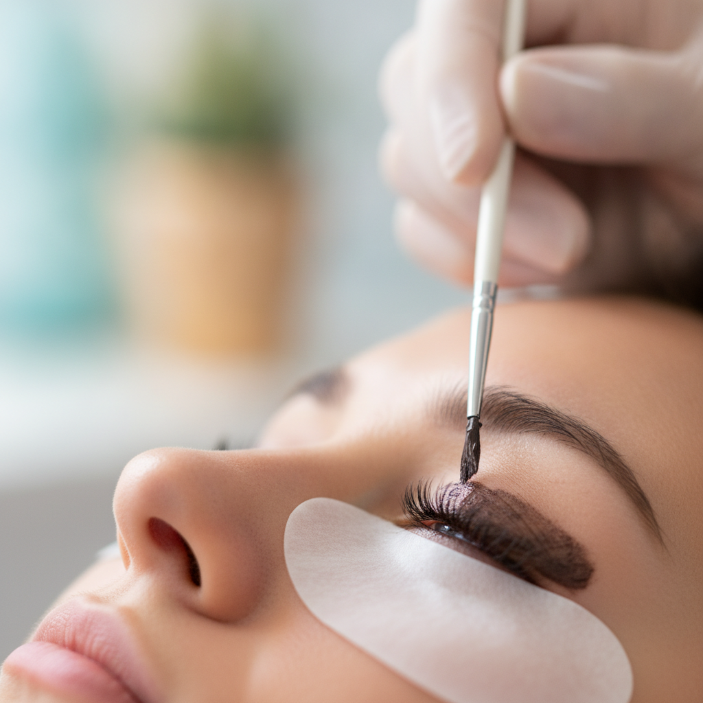 Lash Tinting zoom in with blurred background